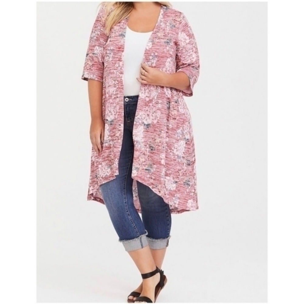 Torrid Floral Hi Lo Kimono Longline Cardigan Sweater‎ Duster